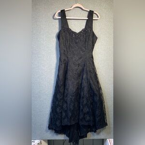 Vintage 80’s Steppin’ Out 16W Black Lace Women’s Whimsigoth Evening Party Dress